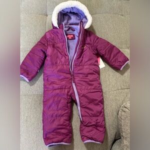 Pink Platinum Purple Kids One Piece puffer snowsuit 12/18 months